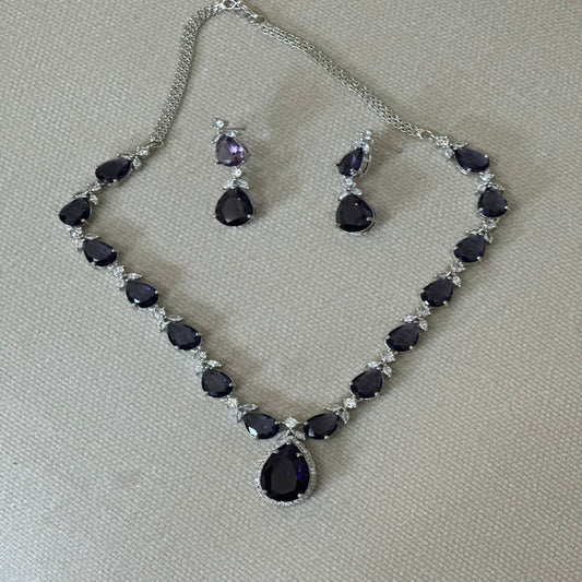 Navy Blue Royal Necklace Set | Matching Earrings