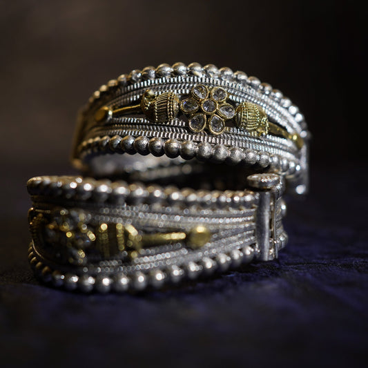 Silver Bangle Set | The Elegant Floral Motif Collection
