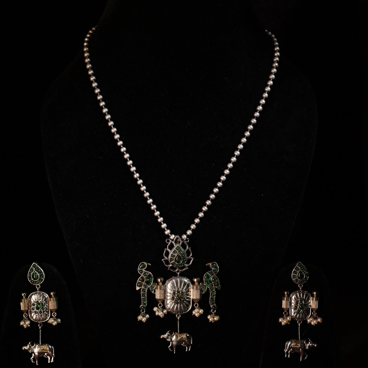 Silver Chain with Gold Plated Finish | The Contemporary Emerald Charm Necklace