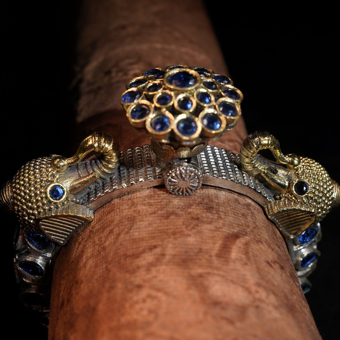 Elegant Tusk Bangle Set | The Majestic Sapphire Essence Collection