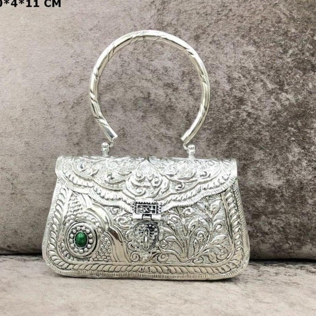 Zeera Metallic Clutch Bag | Convertible Sling Bag in Silver